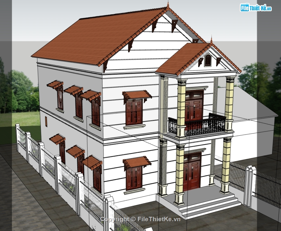 nhà phố 2 tầng,nhà phố,su nhà phố,sketchup nhà phố