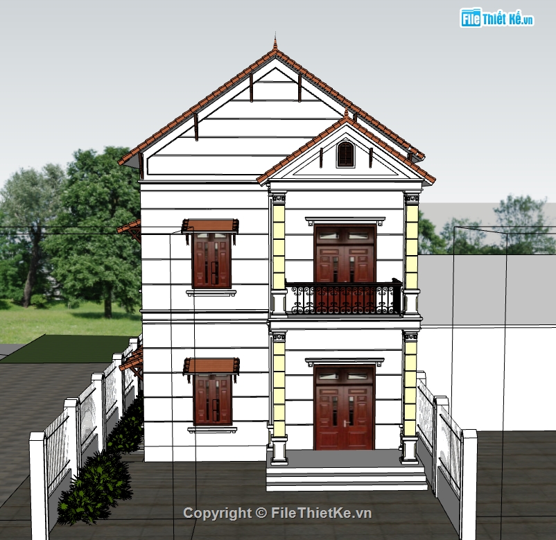 nhà phố 2 tầng,nhà phố,su nhà phố,sketchup nhà phố