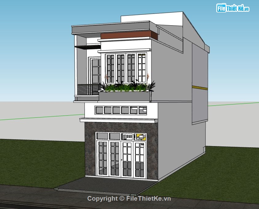 su nhà phố,file sketchup nhà phố hiện đại,su nhà phố 2 tầng