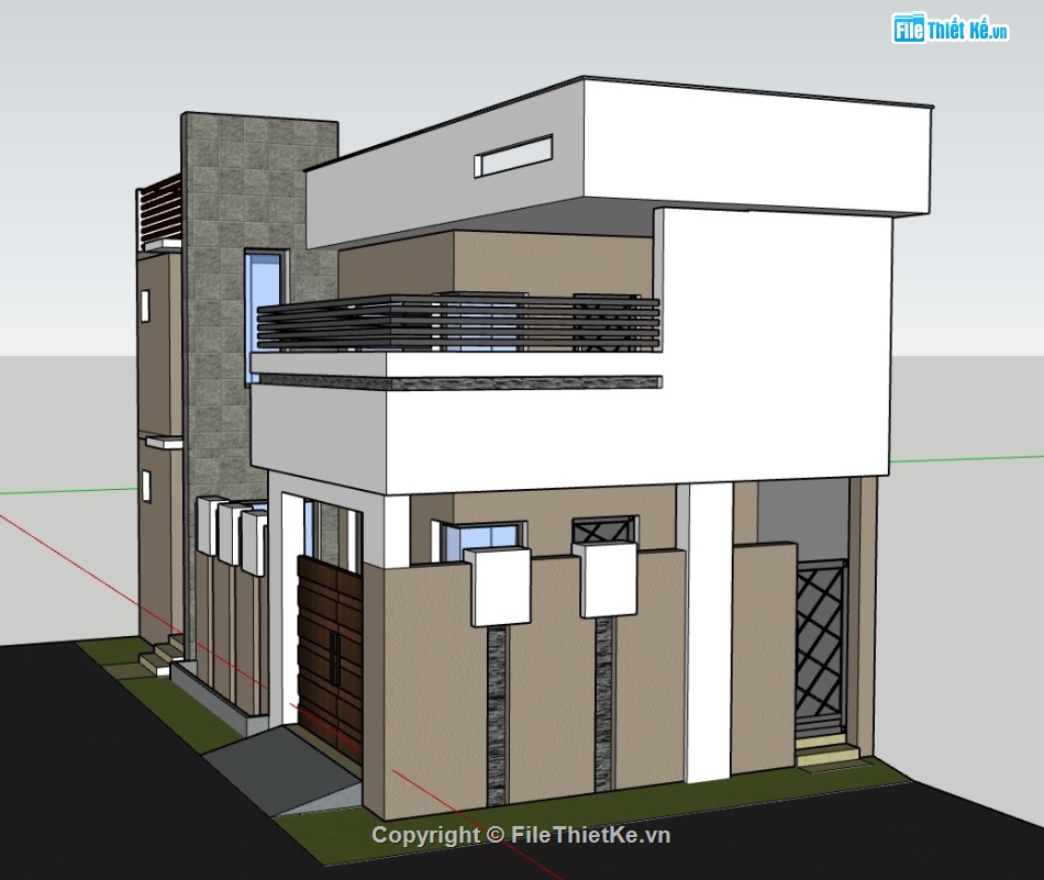 mẫu nhà phố 2 tầng,su nhà phố 2 tầng,file sketchup nhà phố