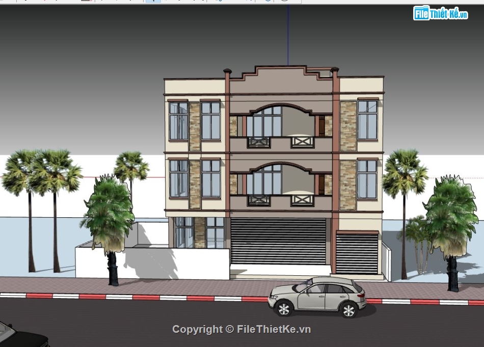 su nhà phố,skethup nhà phố 3 tầng,model su nhà phố