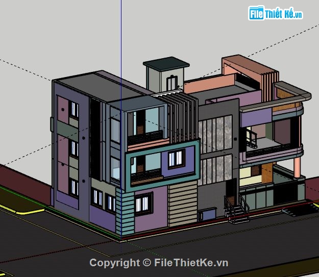 Nhà phố 3 tầng,model su nhà phố 3 tầng,file su nhà phố 3 tầng