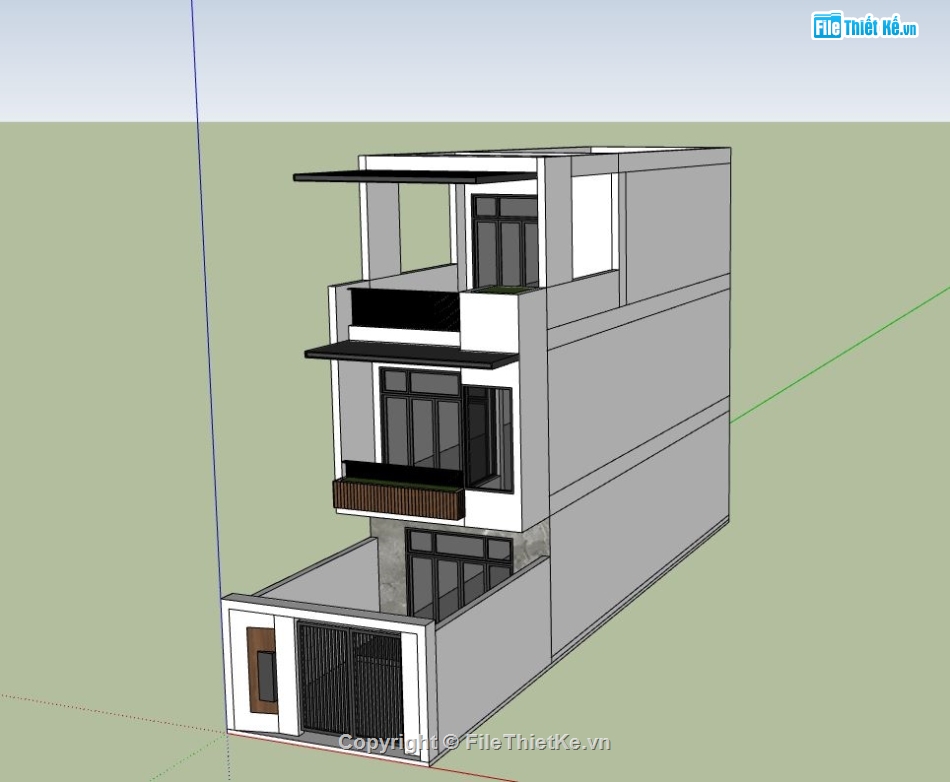 nhà phố 3 tầng,file sketchup nhà phố,nhà phố hiện đại