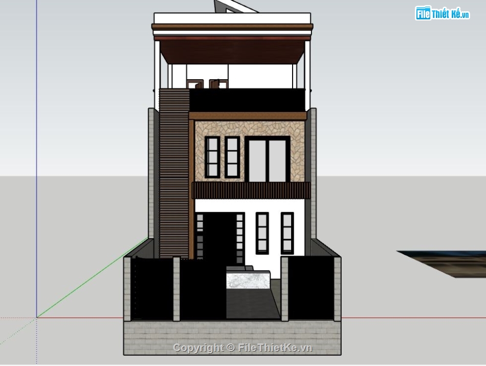 file 3d nhà phố 3 tầng,su nhà phố 3 tầng,sketchup nhà phố 3 tầng