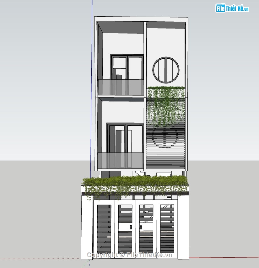 su nhà phố 3 tầng,model su nhà phố,sketchup nhà phố 3 tầng