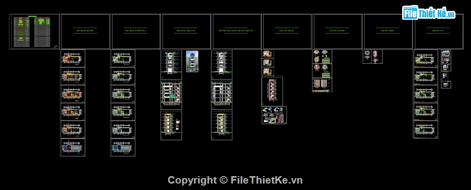 nhà 4 tầng,bản vẽ nhà phố 4 tầng,file cad nhà phố 4 tầng