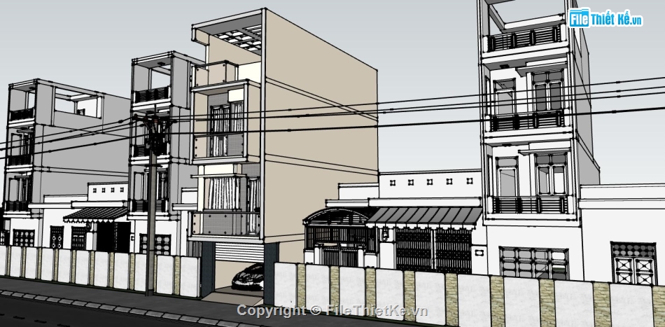 su nhà phố,file sketchup nhà phố,model su nhà phố