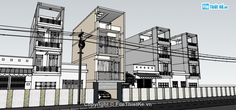 su nhà phố,file sketchup nhà phố,model su nhà phố