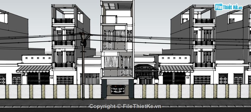 su nhà phố,file sketchup nhà phố,model su nhà phố