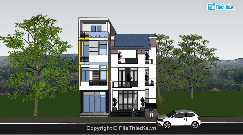 su nhà phố,model su nhà phố,file sketchup nhà phố