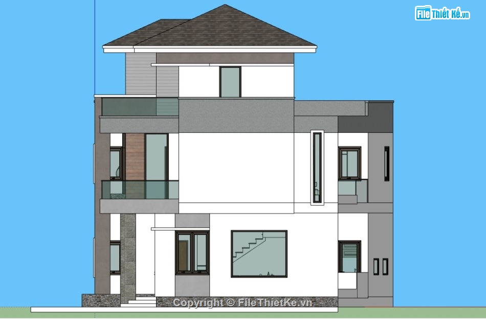 su nhà phố,file sketchup nhà phố,model su nhà phố