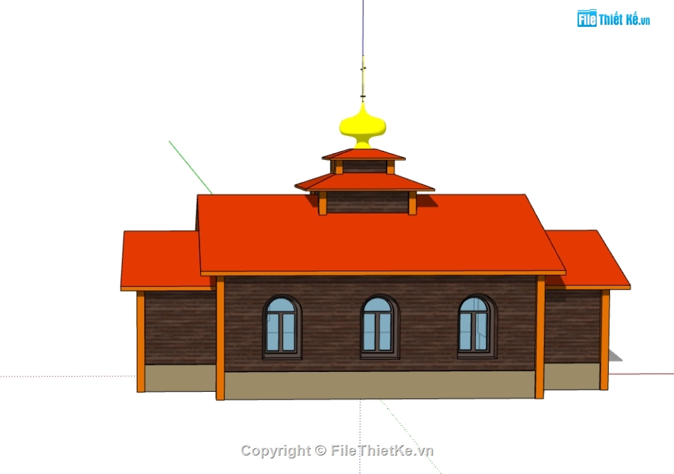 nhà thờ họ dựng bao cảnh sketchup,file 3d su mẫu nhà thờ,dựng model su nhà thờ họ