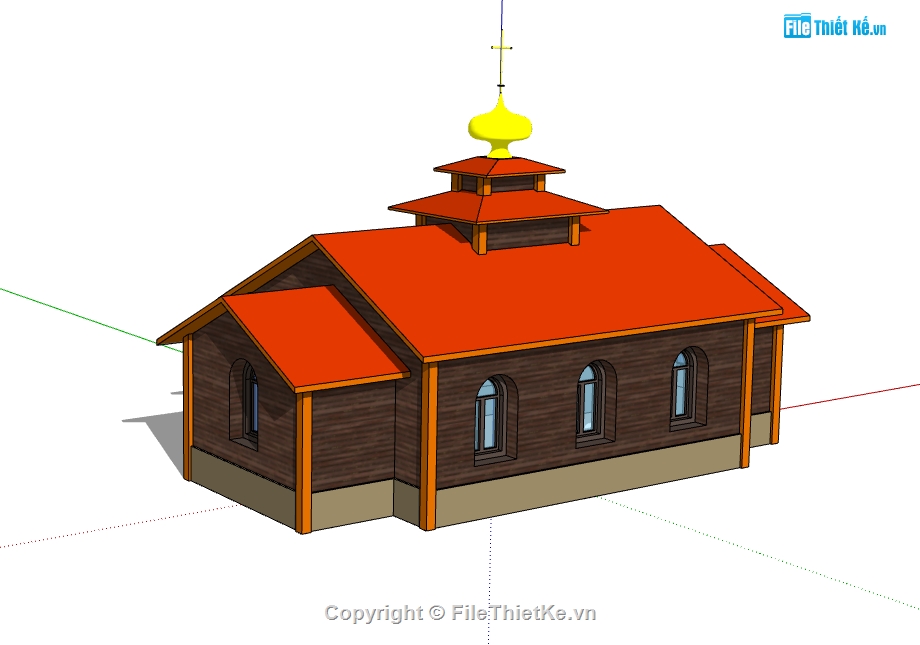 nhà thờ họ dựng bao cảnh sketchup,file 3d su mẫu nhà thờ,dựng model su nhà thờ họ