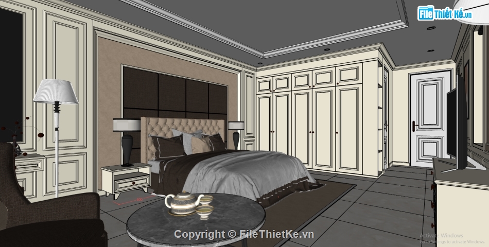 sketchup nội thất phòng ngủ,su nội thất phòng ngủ hiện đại,thiết kế nội thất phòng ngủ