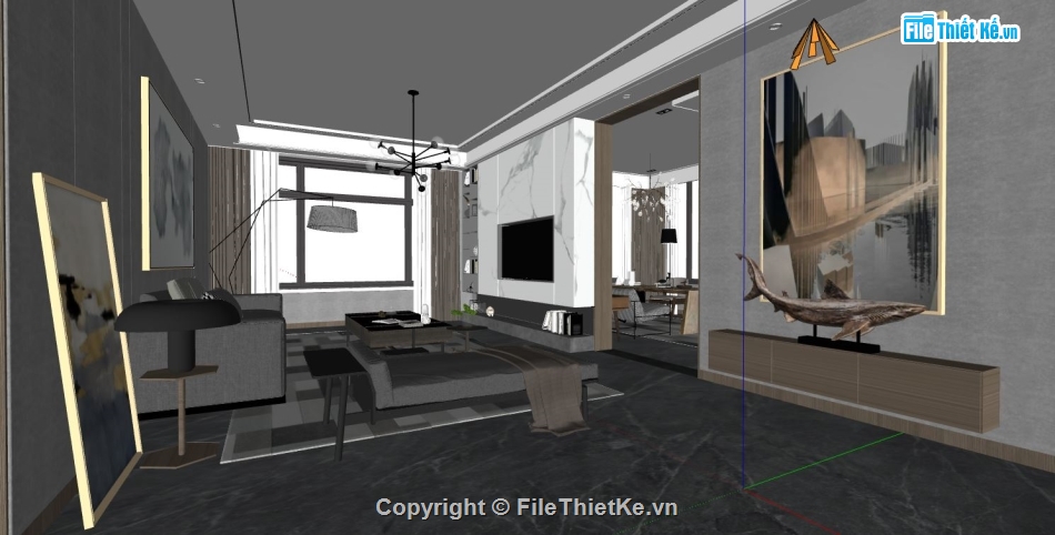 sketchup phòng khách,file sketchup phòng khách,phòng khách 3d,file su phòng khách