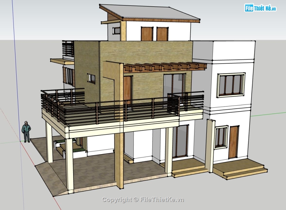 biệt thự 2 tầng,sketchup biệt thự,mẫu sketchup biệt thự 2 tầng,thiết kế biệt thự 2 tầng,phối cảnh biệt thự 2 tầng