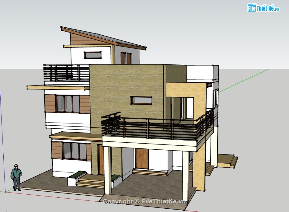 biệt thự 2 tầng,sketchup biệt thự,mẫu sketchup biệt thự 2 tầng,thiết kế biệt thự 2 tầng,phối cảnh biệt thự 2 tầng