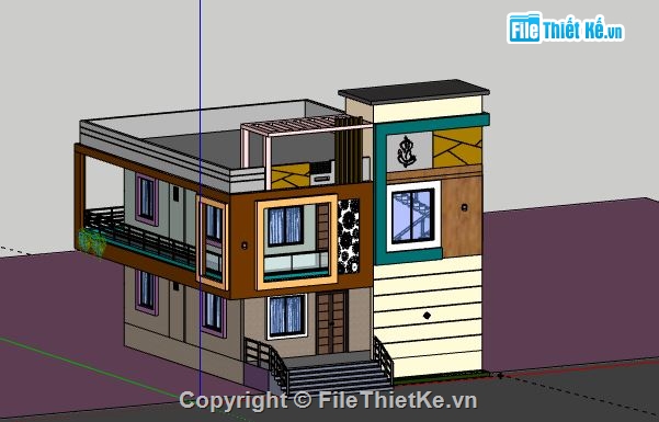 Biệt thự 2 tầng,model su biệt thự 2 tầng,file sketchup biệt thự 2 tầng