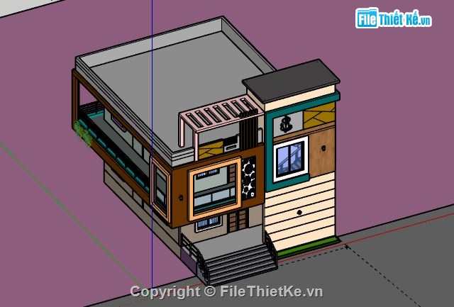 Biệt thự 2 tầng,model su biệt thự 2 tầng,file sketchup biệt thự 2 tầng