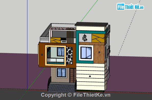 Biệt thự 2 tầng,model su biệt thự 2 tầng,file sketchup biệt thự 2 tầng