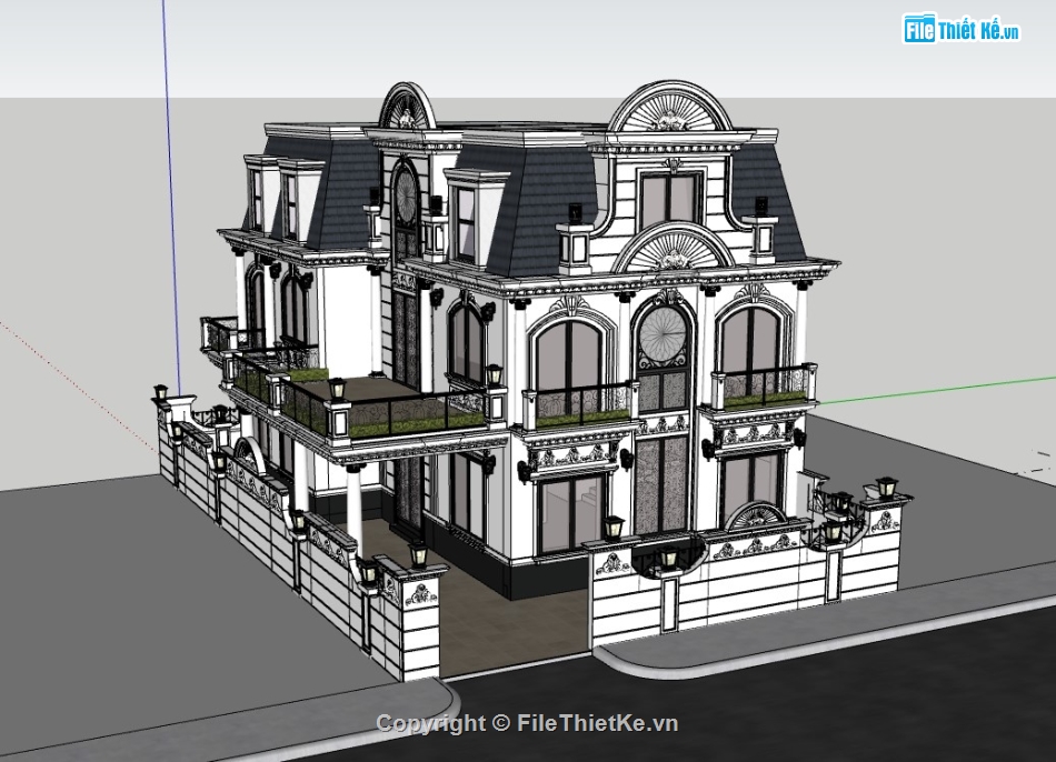 biệt thự 3 tầng,biệt thự cổ điển 3 tầng,biệt thự sketchup,su biệt thự,sketchup biệt thự 3 tầng,su biệt thự 3 tầng