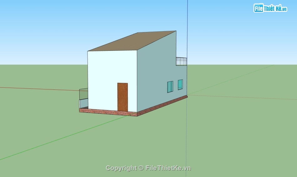 sketchup nhà 1 tầng,nhà 1 tầng 1 tum,nhà phố 2 tầng,phối cảnh nhà 2 tầng