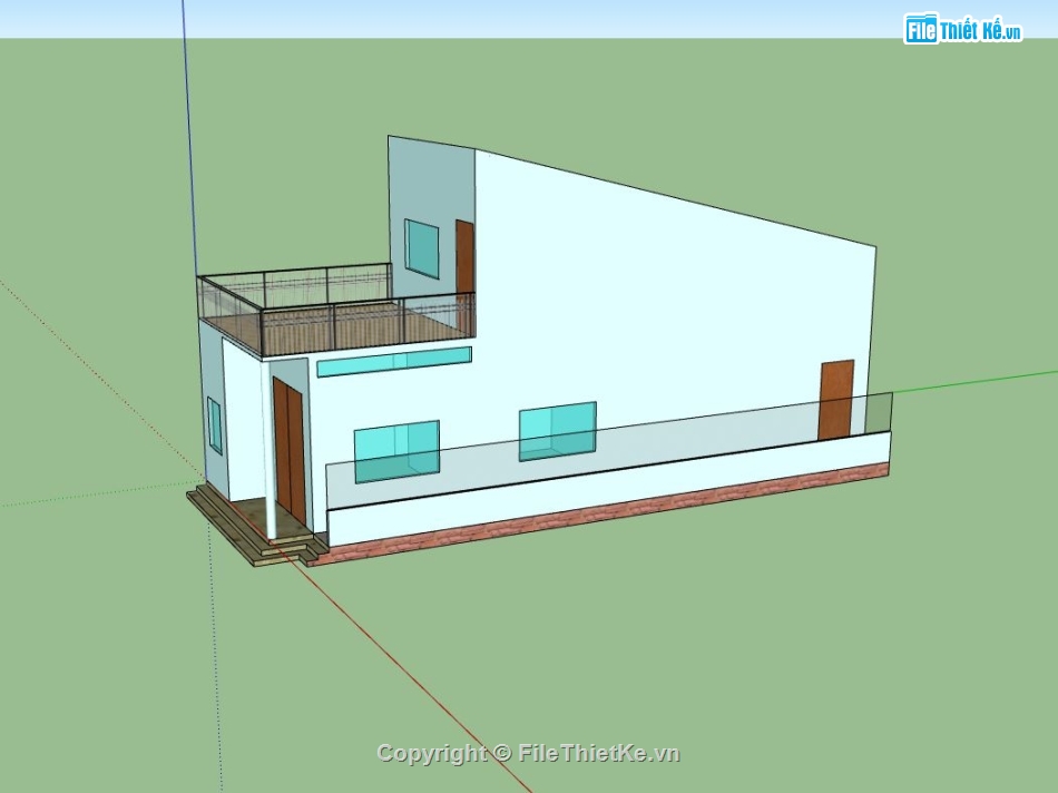 sketchup nhà 1 tầng,nhà 1 tầng 1 tum,nhà phố 2 tầng,phối cảnh nhà 2 tầng