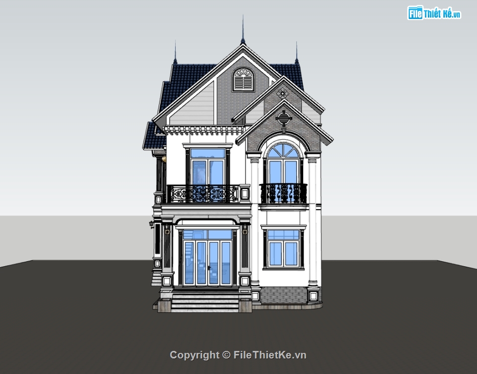 nhà 2 tầng,sketchup nhà 2 tầng,su nhà 2 tầng