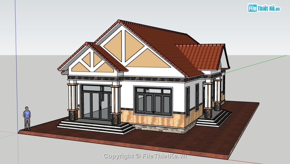 nhà cấp 4,nhà cấp 4 sketchup,sketchup nhà cấp 4