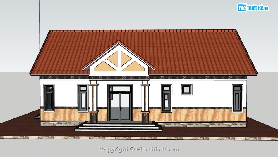 nhà cấp 4,nhà cấp 4 sketchup,sketchup nhà cấp 4