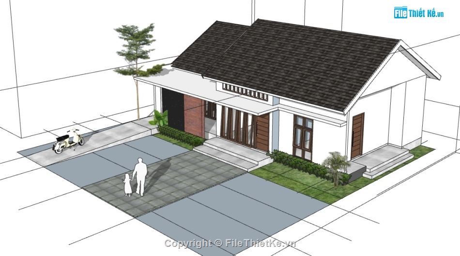 nhà cấp 4 sketchup,nhà cấp 4,su nhà cấp 4,sketchup nhà cấp 4