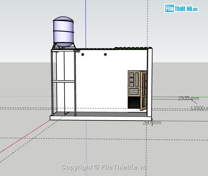 nhà cấp 4,nhà cấp 4 sketchup,sketchup nhà cấp 4,3d su nhà cấp 4