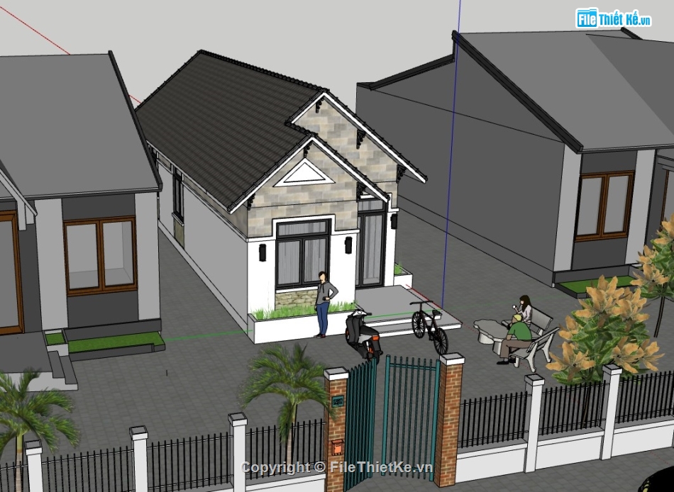 nhà cấp 4,nhà cấp 4 sketchup,su nhà cấp 4,sketchup nhà cấp 4