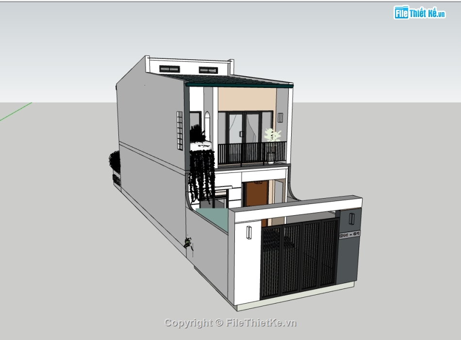 su nhà phố,sketchup nhà phố,sketchup nhà phố 2 tầng