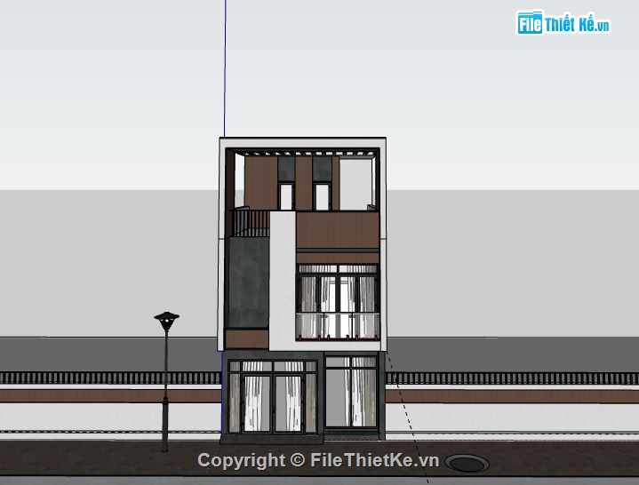 Nhà phố 2 tầng,model su nhà phố 2 tầng,sketchup nhà phố 2 tầng