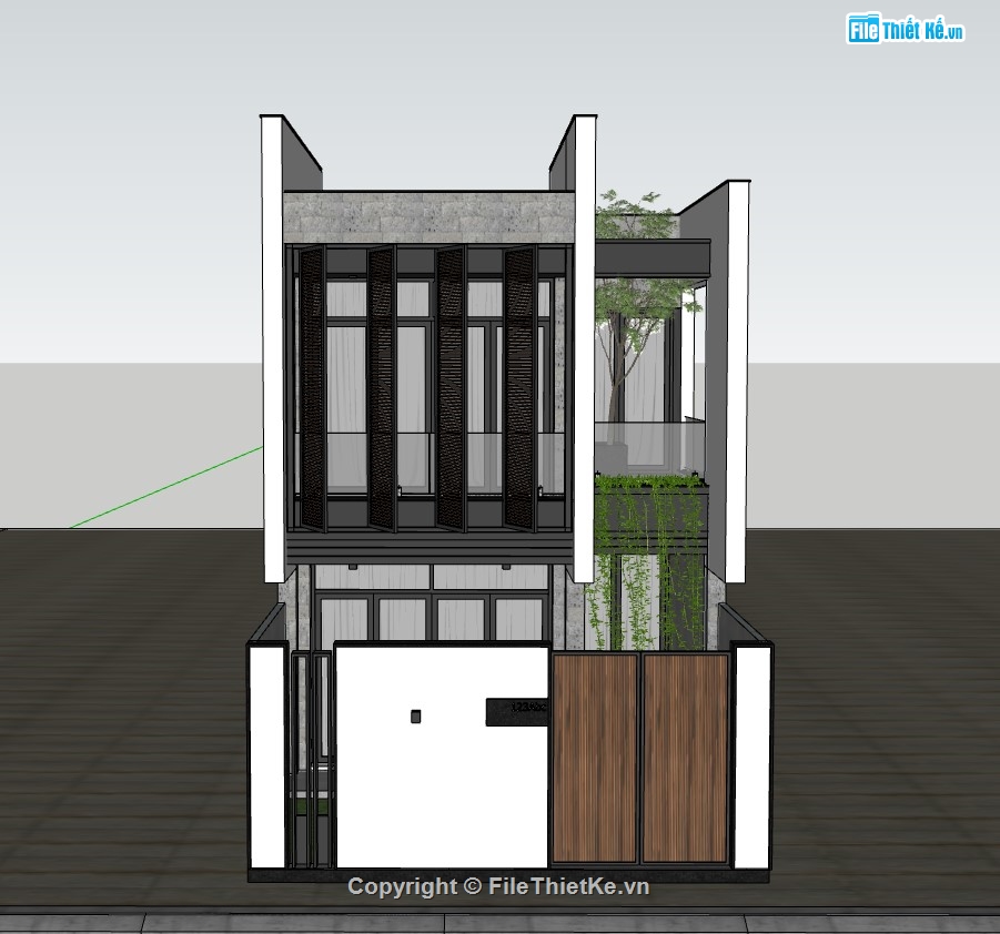 nhà phố 2 tầng,sketchup nhà phố,su nhà phố,sketchup nhà phố 2 tầng