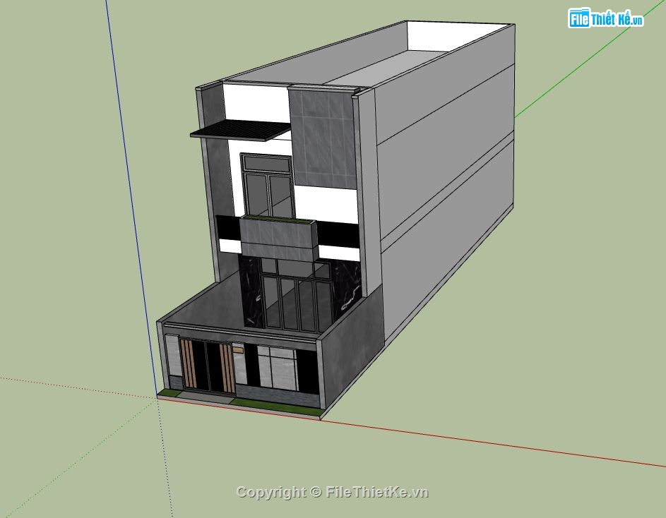 nhà phố 2 tầng,sketchup nhà phố 2 tầng,nhà phố hiện đại,su nhà phố