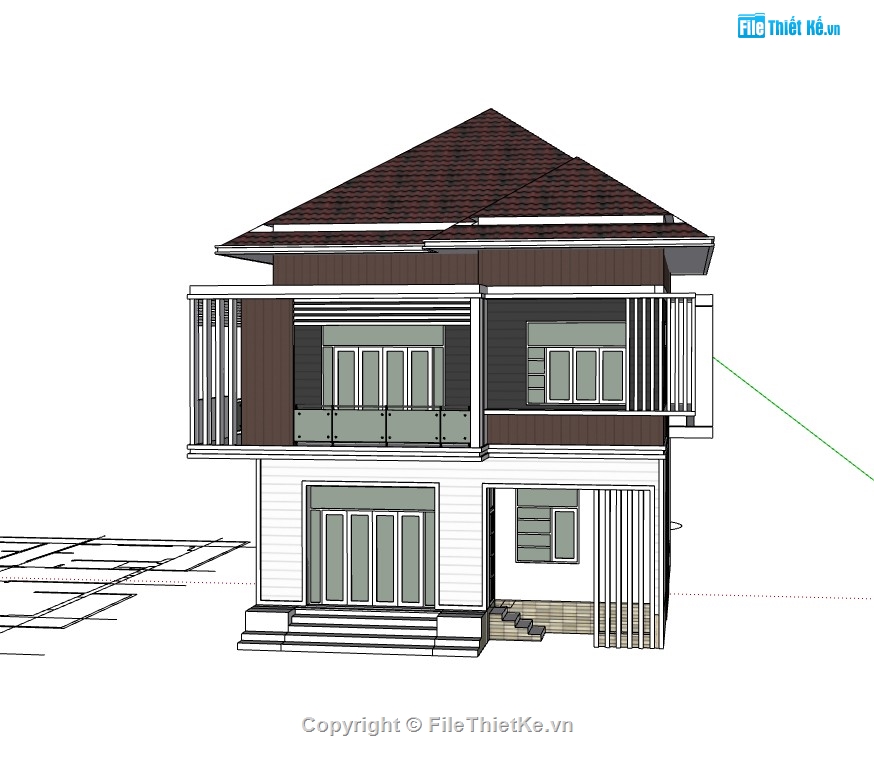 nhà phố 2 tầng,su nhà phố,sketchup nhà phố,su nhà phố 2 tầng