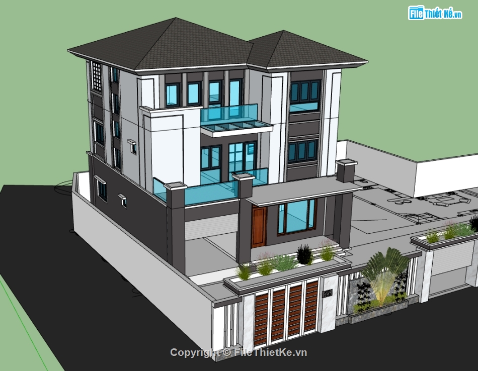 nhà phố 3 tầng,Mẫu nhà phố,su nhà phố,nhà phố sketchup