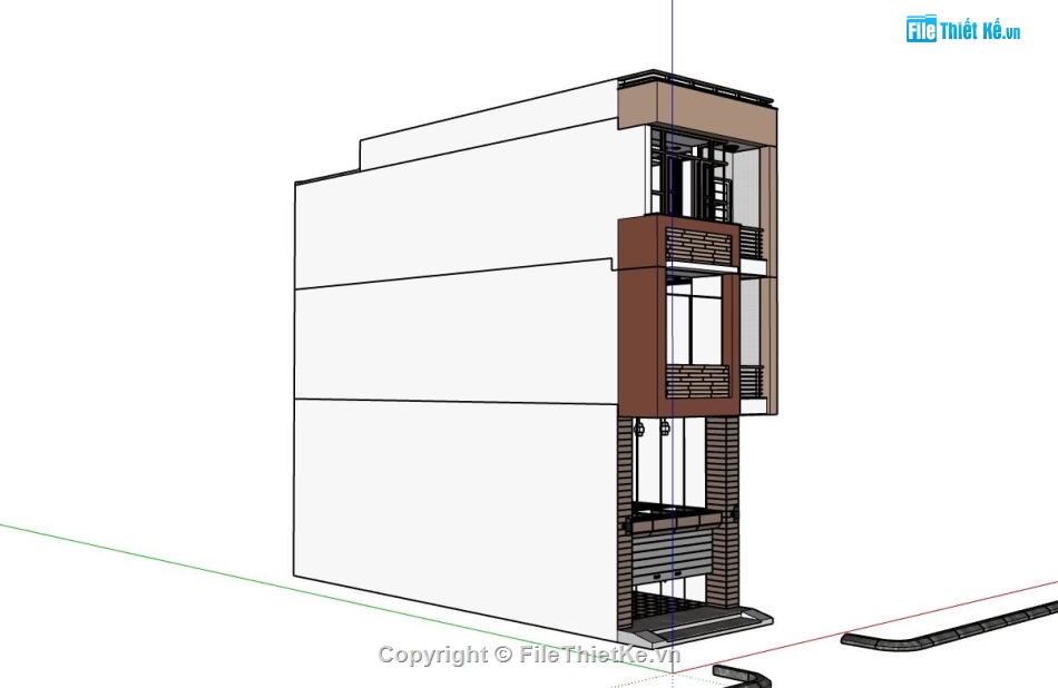 nhà phố 3 tầng,Mẫu nhà phố,file sketchup nhà phố 3 tầng,phối cảnh nhà phố 3 tầng