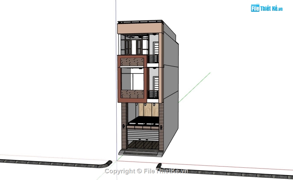 nhà phố 3 tầng,Mẫu nhà phố,file sketchup nhà phố 3 tầng,phối cảnh nhà phố 3 tầng