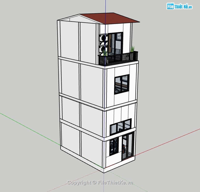 nhà phố 4 tầng,sketchup nhà phố,su nhà phố 4 tầng,sketchup nhà phố 4 tầng