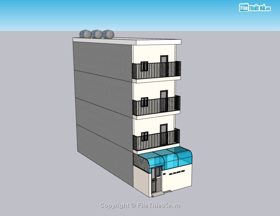 nhà 4 tầng,nhà trọ,su nhà trọ,sketchup nhà trọ