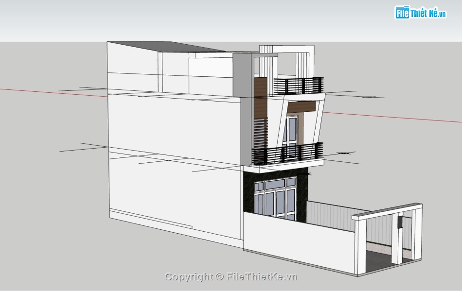 nhà phố 3 tầng,file sketchup nhà phố 3 tầng,thiết kế nhà phố 3 tầng,phối cảnh nhà phố 3 tầng