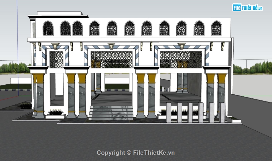 sketchup phối cảnh bảo tàng,sketchup bao cảnh bảo tàng,mẫu su bảo tàng