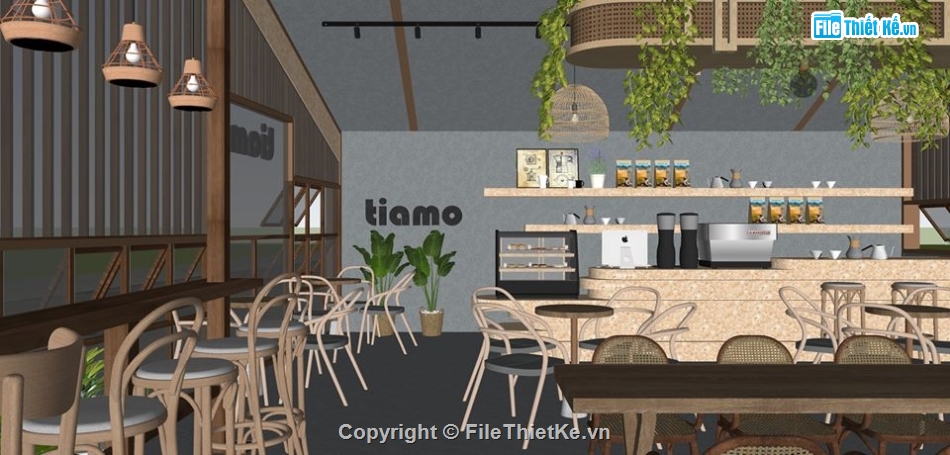 mẫu cửa hàng quán coffee,file sketchup quán cafe,su nội thất quán coffe