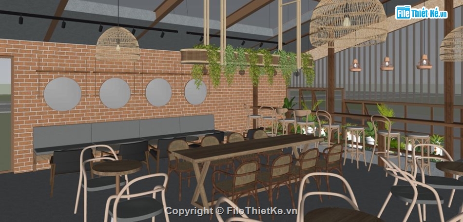 mẫu cửa hàng quán coffee,file sketchup quán cafe,su nội thất quán coffe