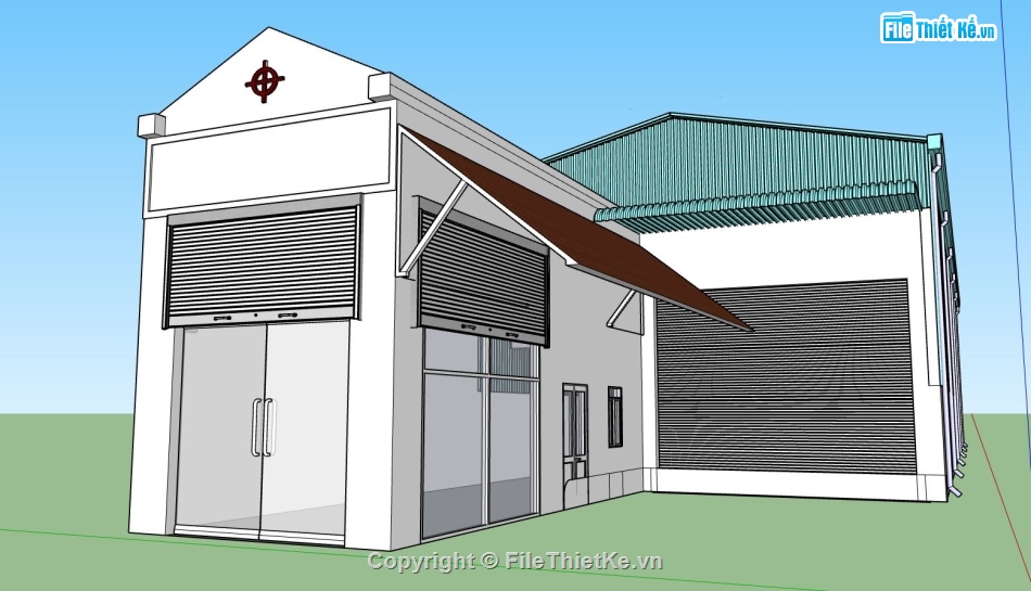 thiết kế nhà xưởng,nhà xưởng sản xuất,file sketchup nhà xưởng,mẫu nhà xưởng công ty