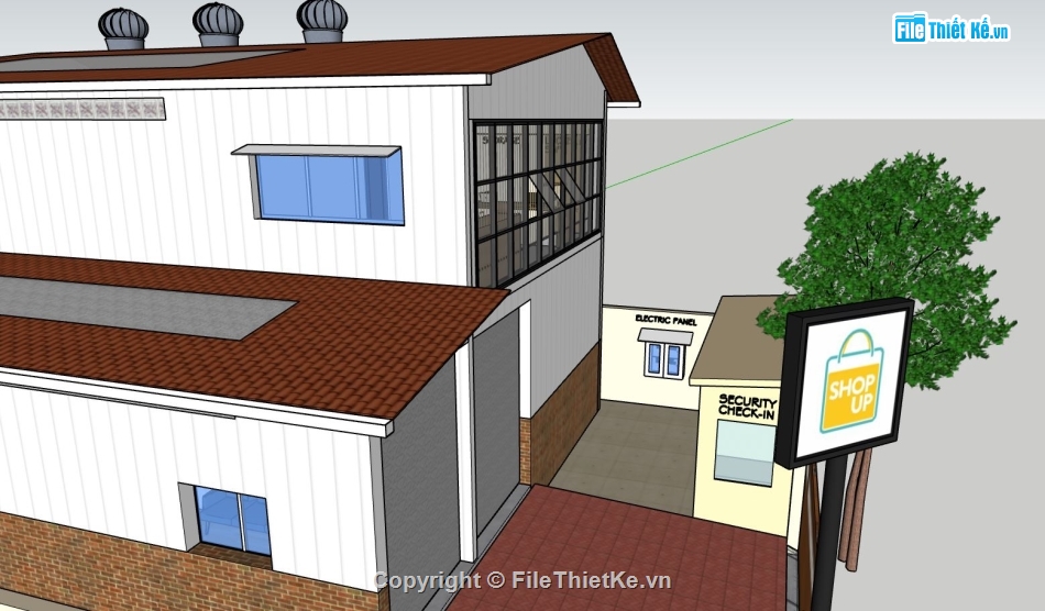 văn phòng 2 tầng,sketchup văn phòng làm việc,file su văn phòng công ty,mẫu su văn phòng