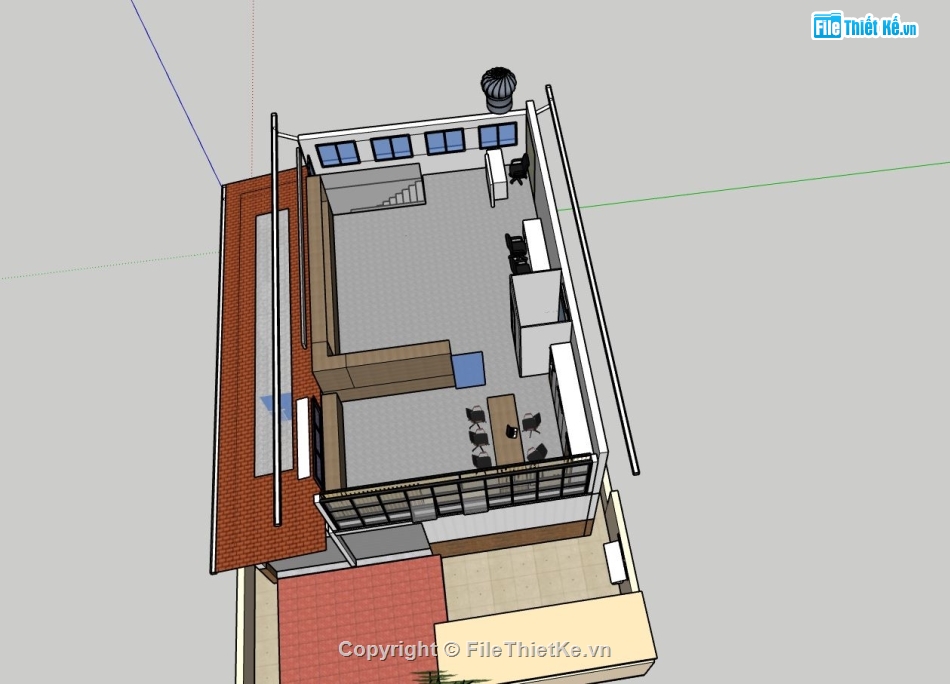 văn phòng 2 tầng,sketchup văn phòng làm việc,file su văn phòng công ty,mẫu su văn phòng